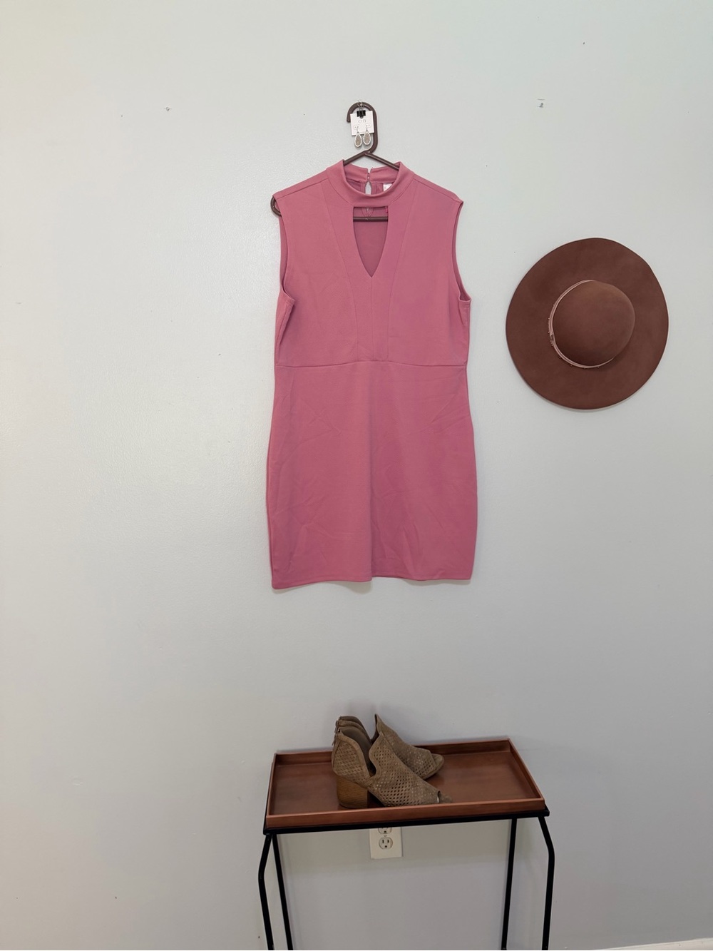 No Boundaries Dusty Rose Sleeveless Keyhole Dress